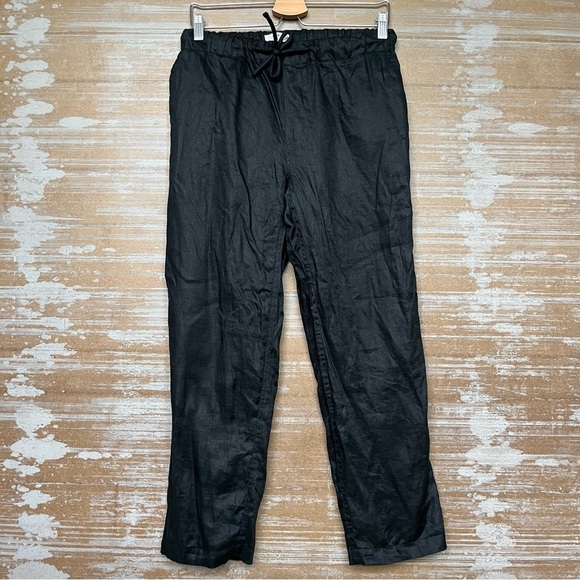 SIR. The Label 100% Linen Straight Leg Pants Black Classic Beachy Womens 2 - Picture 1 of 5
